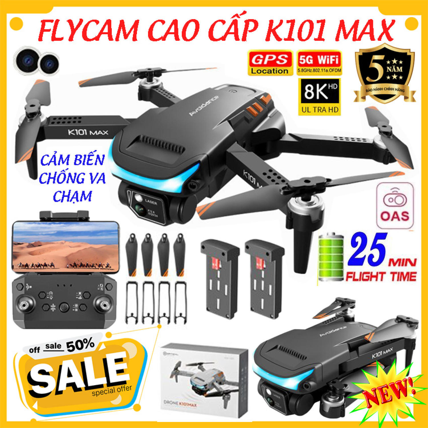 Flycam Drone K101 Max 2023 Camera Kép Flycam Điều Khiển Từ Xa 4 Cánh Có Camera Kết Nối Wifi