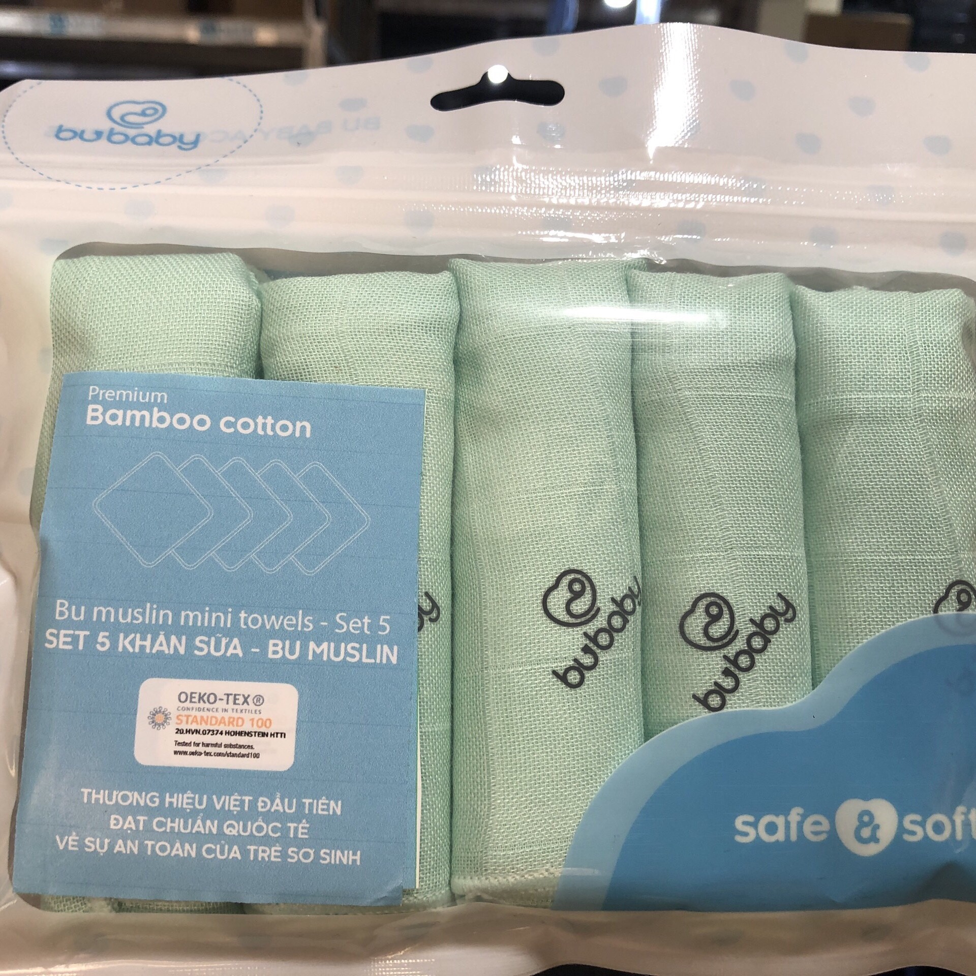 Set 5 khăn mặt Muslin trẻ em Bu