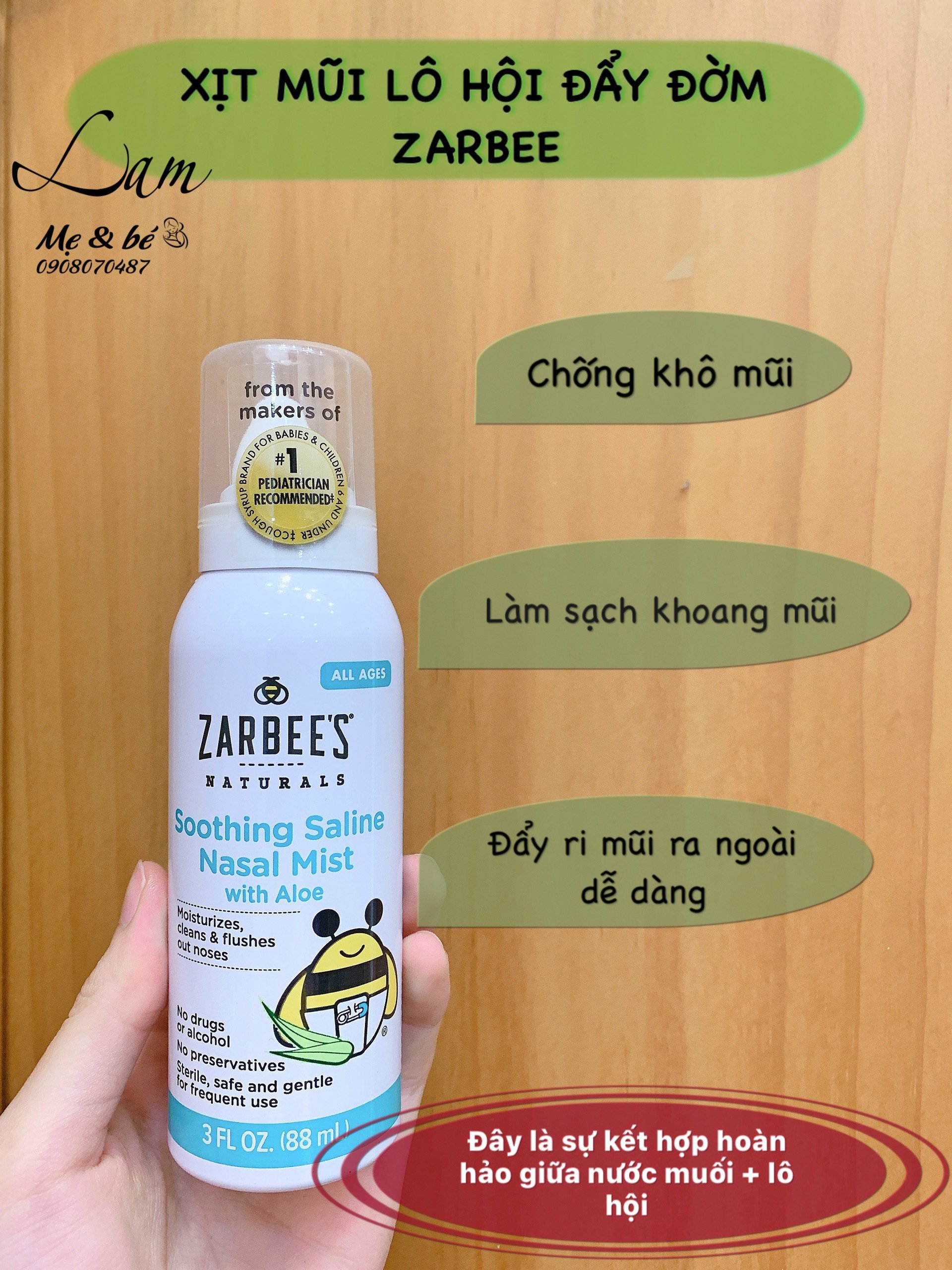 Xịt mũi Zarbee chai xanh/ chai hồng