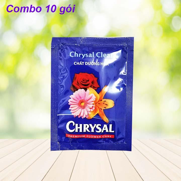 {10 gói} bột cắm hoa - bột hoà nước cắm hoa tươi lâu - Chrysal tinh chất dưỡng hoa tươi combo 10 gói