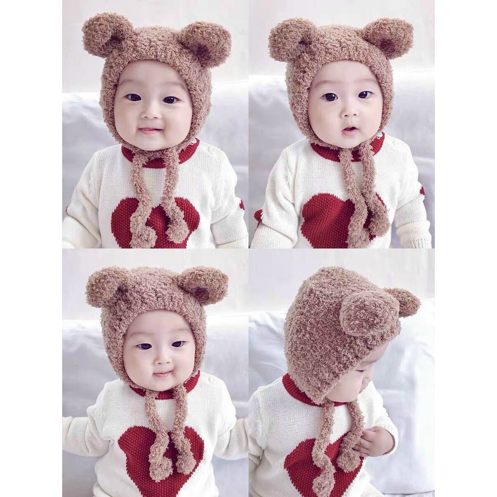 Mũ len lông cừu mềm mại tai thú đáng yêu cho bé SKK KUTE