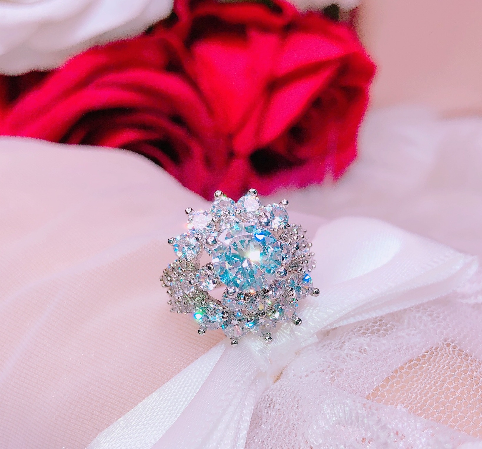 [HCM]Nhẫn mạ bạch kim nữ nhẫn nữ đẹp mạ bạc cao cấp hoa mai pha lê đá cao sáng lấp lánh phản chiếu ánh sáng rực rỡ xinh đẹp thiết kế sang trọng quý phái đẳng cấp  Trang Sức MIGA NL098 - dùng đi tiệc cực kì