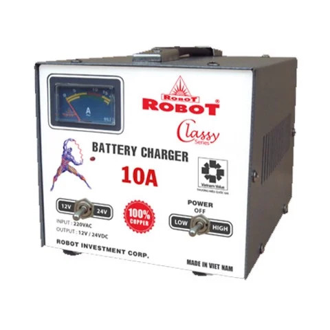 MÁY SẠC ẮC QUY ROBOT TĂNG GIẢM 10A (12V-24V, DÂY ĐỒNG)