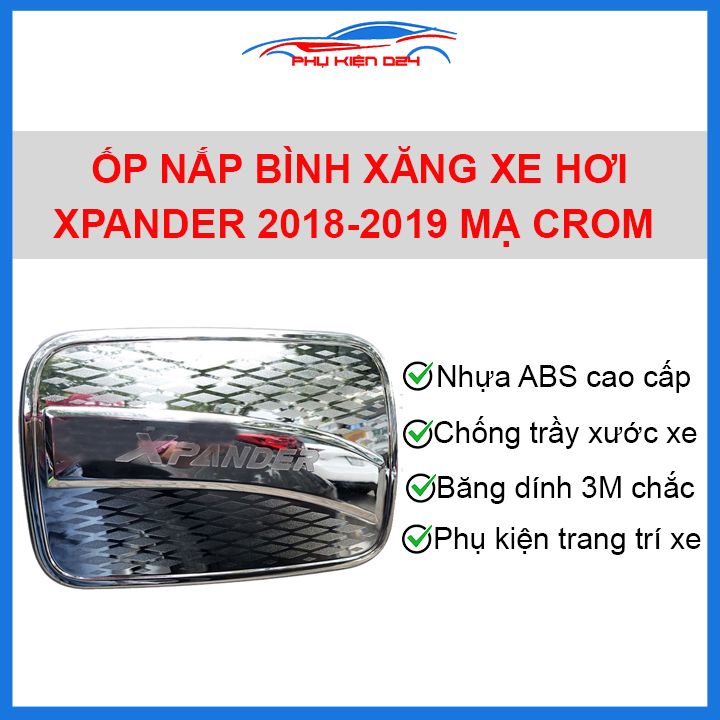 Ốp nắp bình xăng ô tô xe Mitsubishi Xpander 2018-2019 mạ crom, nhựa ABS cao cấp, chống trầy xước, trang trí xe hơi cực đẹp