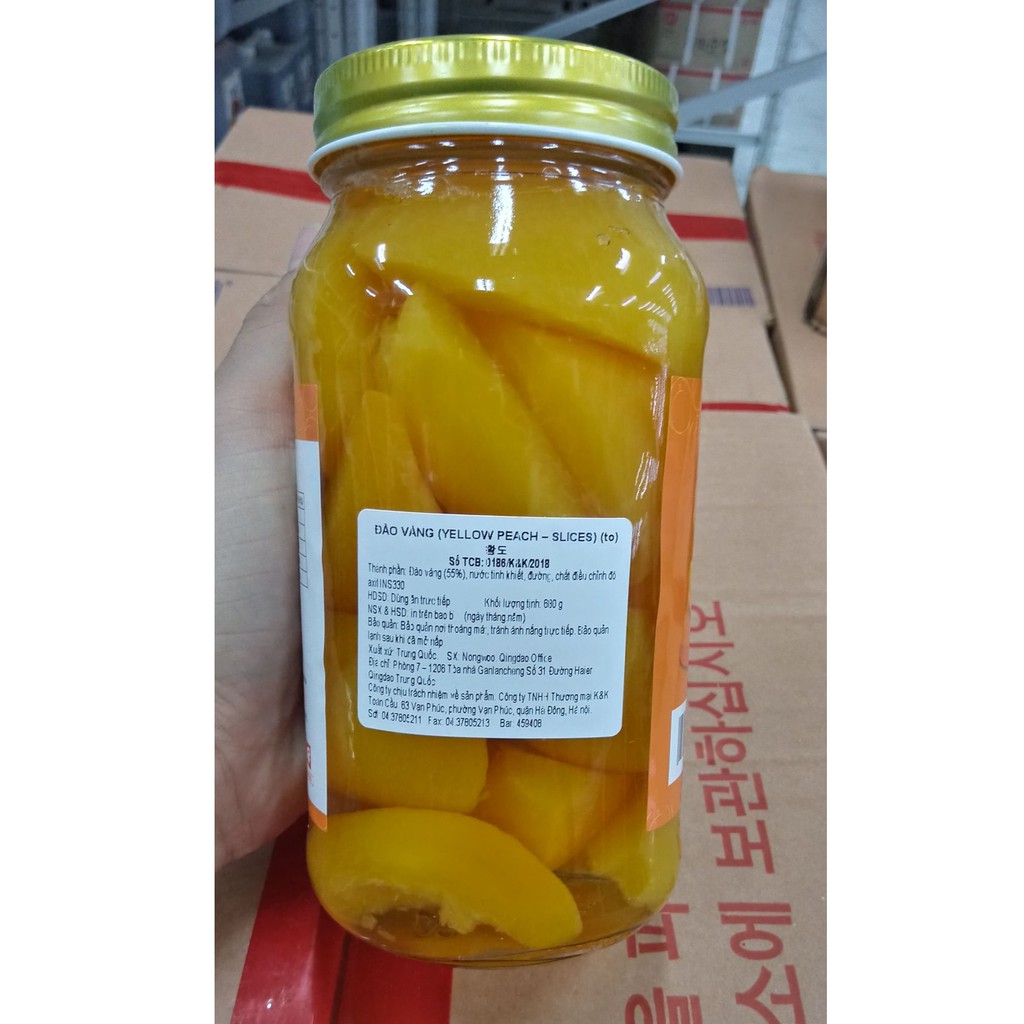 Đào Ngâm Hàn Quốc 680G ( Đào Vàng Nongwoo). 황도