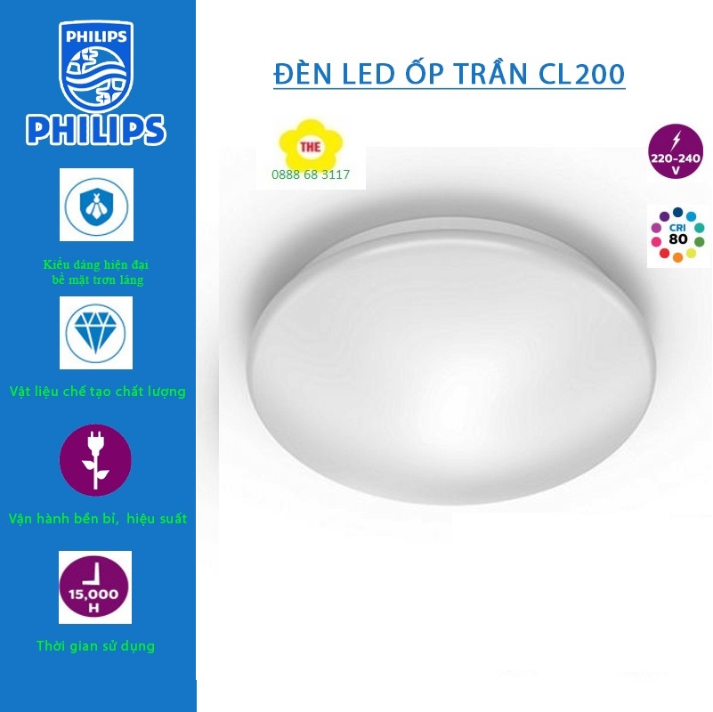 Đèn Led ốp trần Philips 33369 - Mã mới CL200 ( 6W - 10W - 17W - 20W )