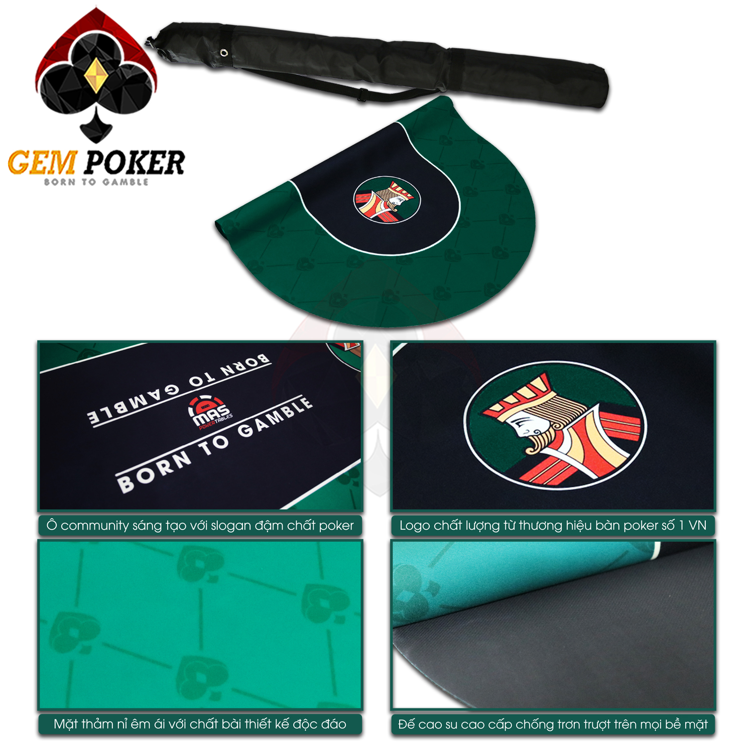 THẢM OVAL POKER GEM KING® CAO CẤP