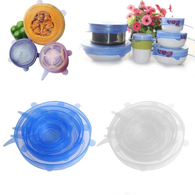 Bộ 6 nắp đậy silicon thay thế màng bọc thực phẩm