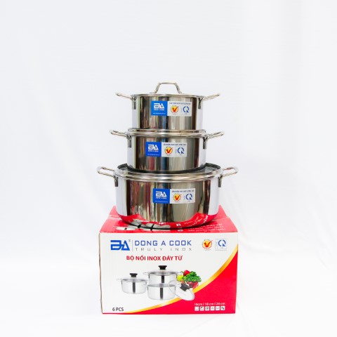 [HCM]BỘ 3 NỒI INOX ĐÔNG Á CHẤT LƯỢNG CAO ( nắp inox và nắp kính )