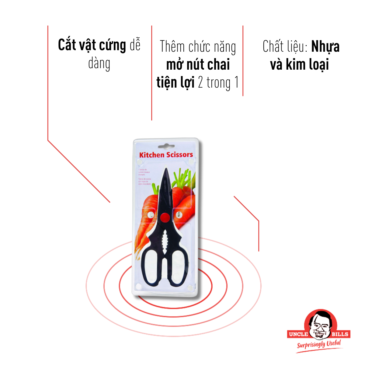 Kéo nhà bếp Uncle Bills KA0001 20cm (Đen)