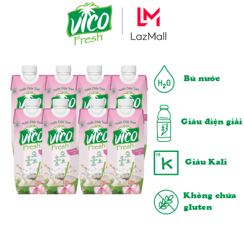 Thùng 8 hộp 330 ml Nước dừa sen Vico Fresh