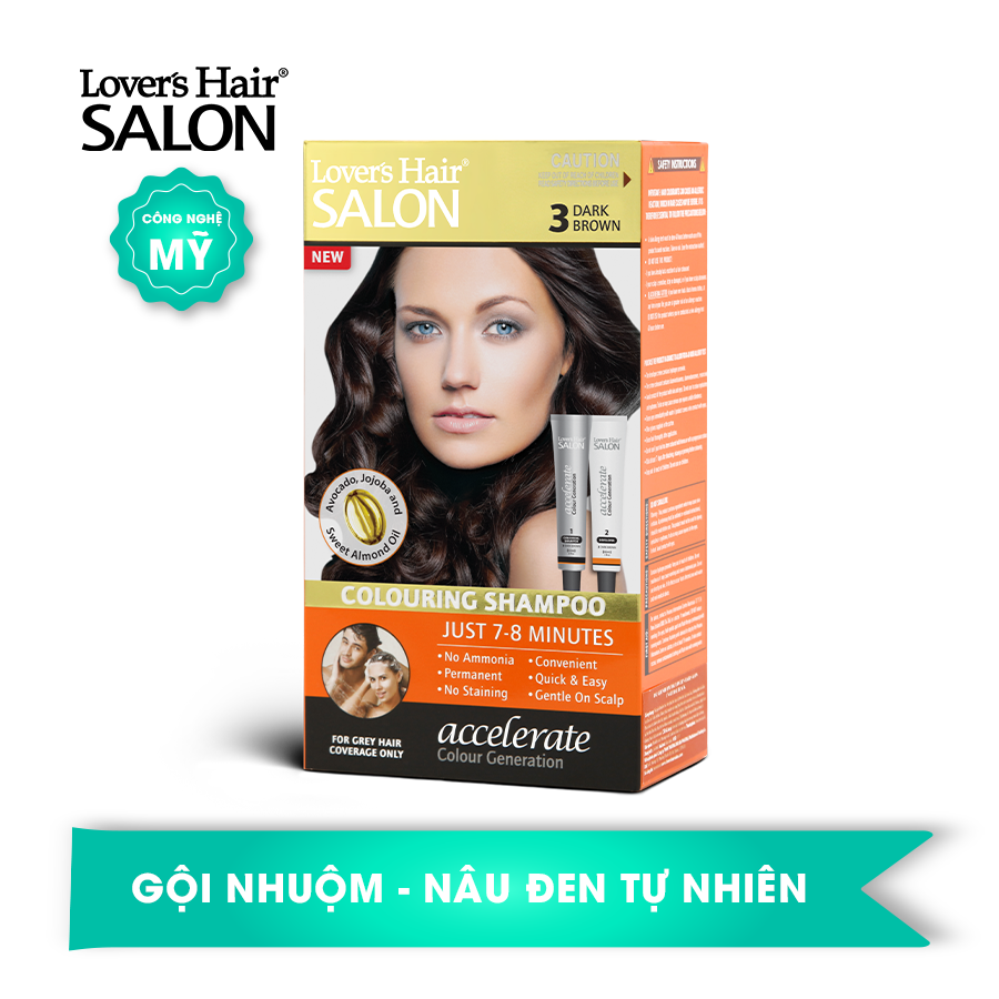 Dầu Gội Nhuộm Phủ Bạc Tóc số 3 Lover's Hair Salon 3 Dark Brown (Nâu Đậm)