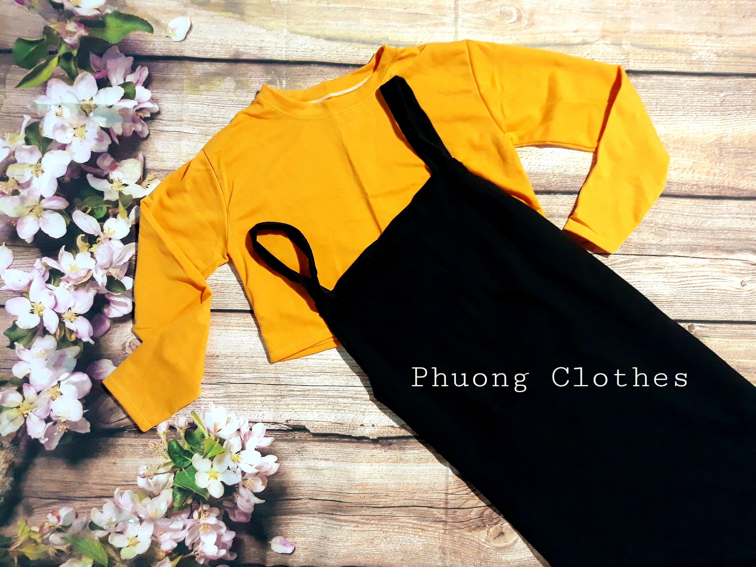 Set đầm yếm suông kèm áo tay dài (Kèm hình thật)