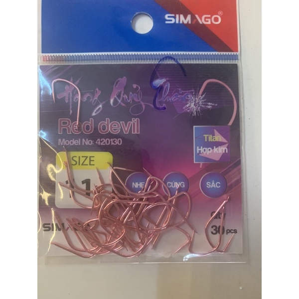 Lưỡi câu Hồng Quỷ Thần Simago không ngạnh