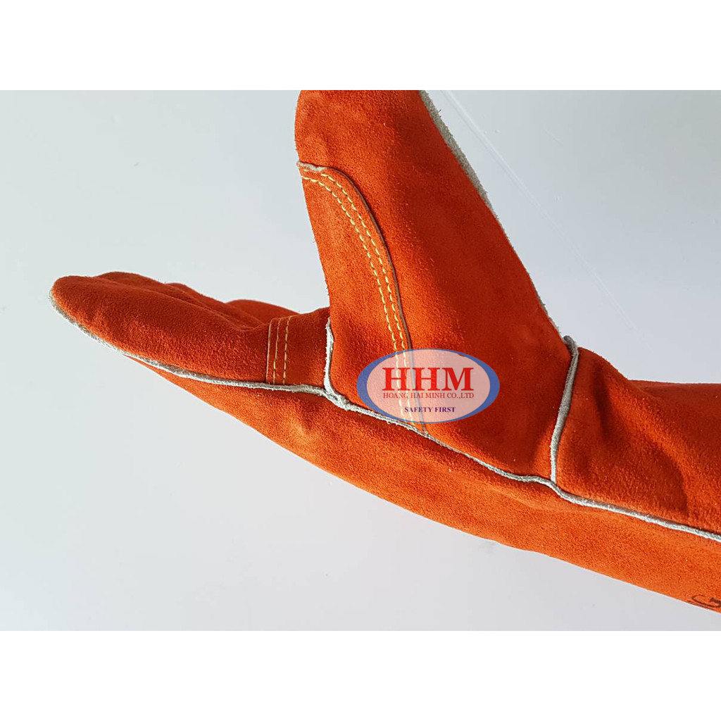 Găng tay da thợ hàn WW016 màu cam