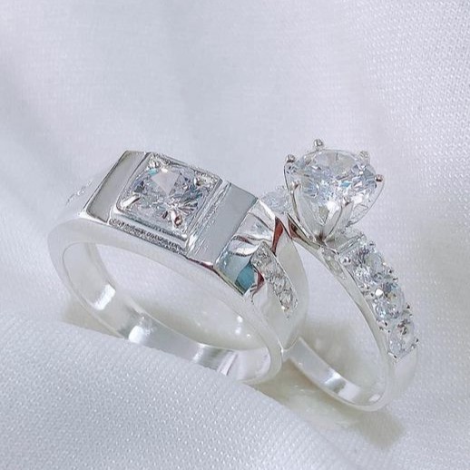 NHẪN ĐÔI NHẪN CẶP GẮN TA SIÊU SANG CHẢNH - NHẪN CẶP BẠC TNJ - Trang sức TNJ Cam kết Bạc Chuẩn sáng đẹp, bền màu, sản phẩm giống ảnh, chất lượng như mô tả