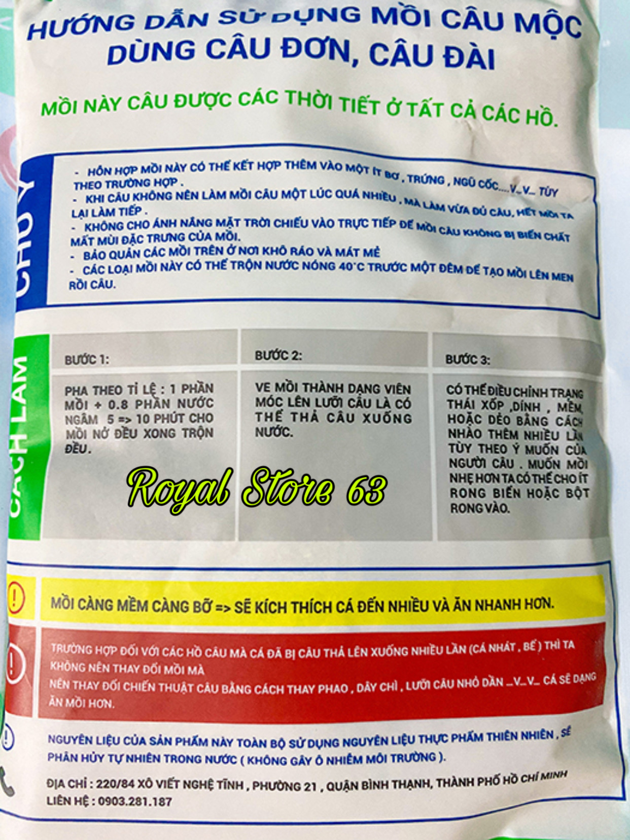Mồi cám câu cá Mộc Xanh Lá, Cá Rô Phi, Điêu Hồng, Chép (200gram)