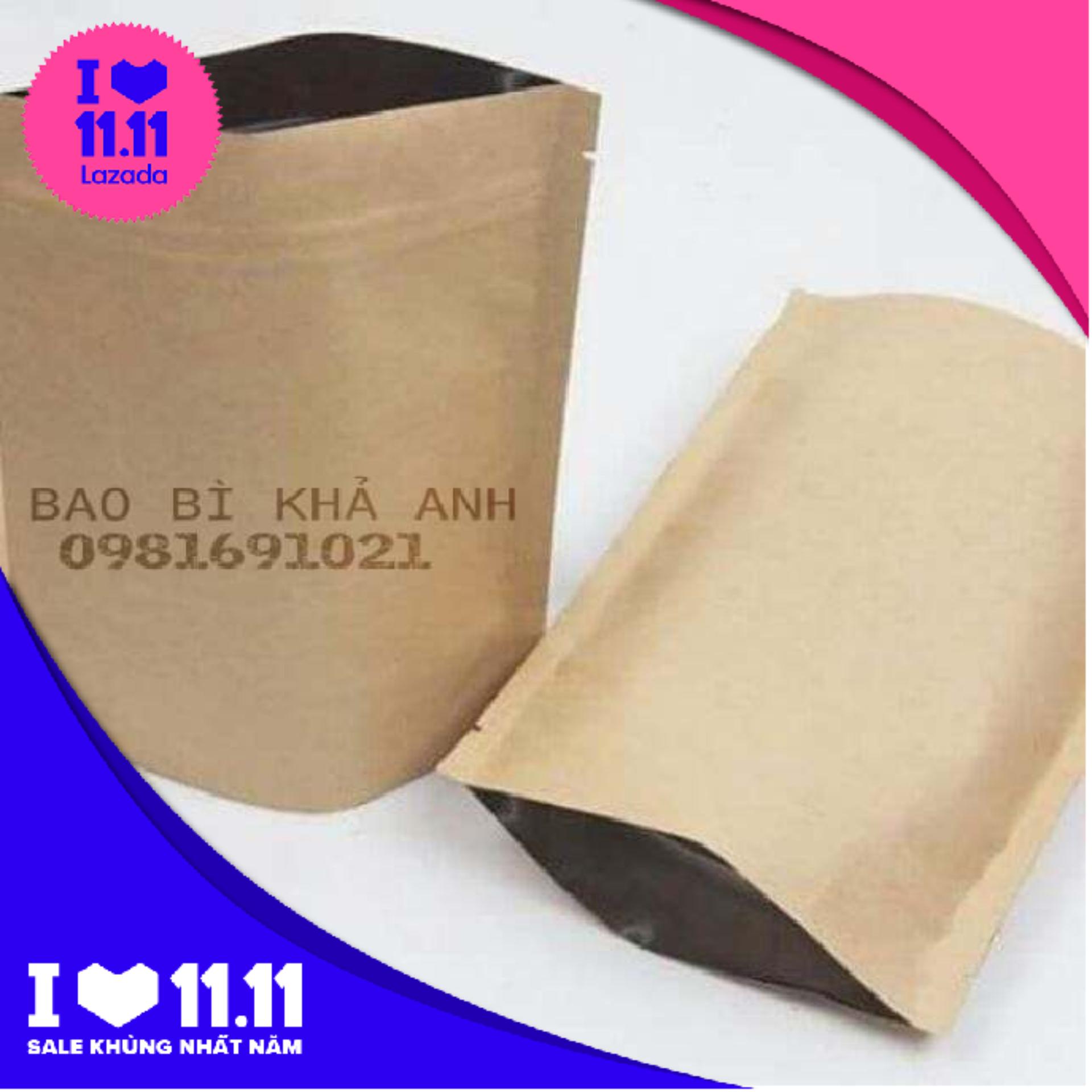 TÚI ZIP GIẤY KRAFT ĐÁY ĐỨNG (ZIPPER)  ( Đựng các loại hạt khô) 1KG