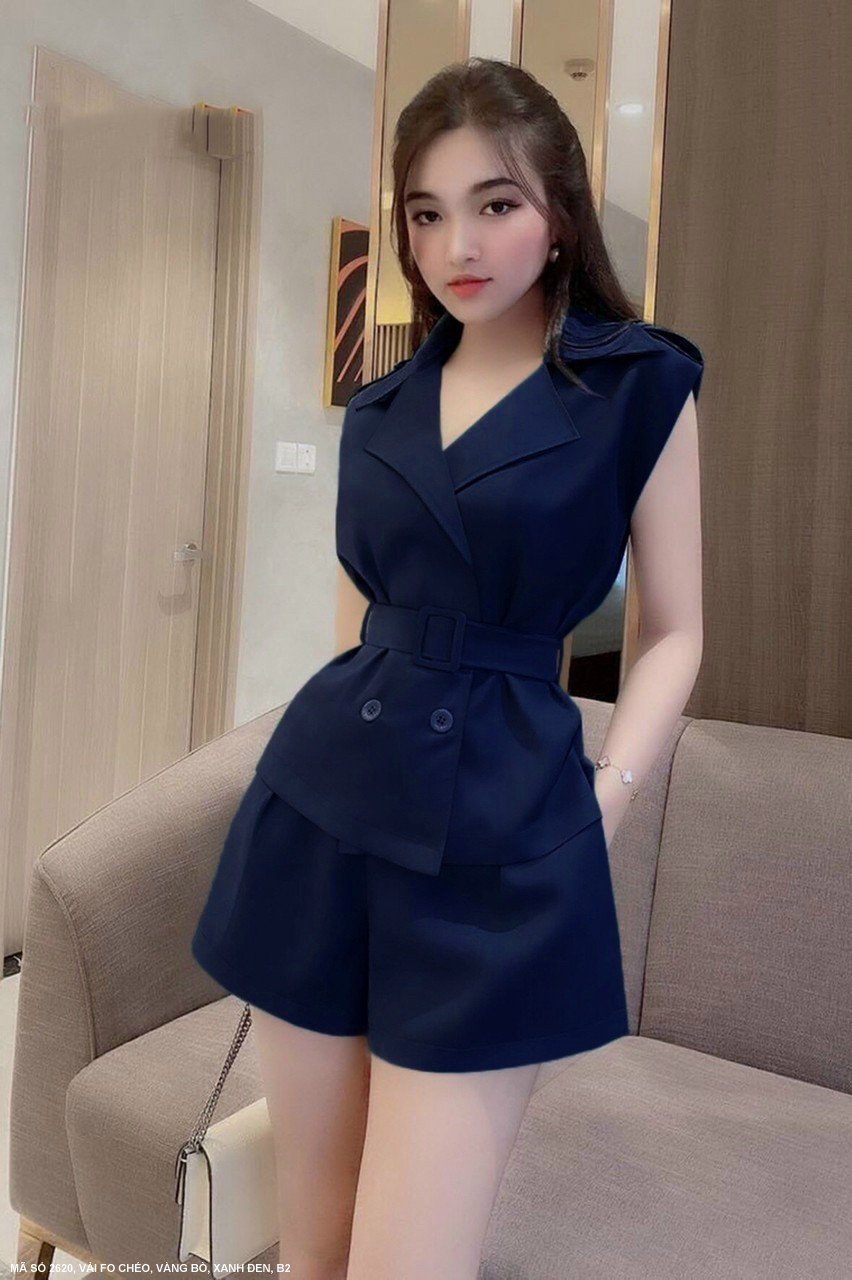 Mydu Shop |    Ms 2620 Set of Collared Vest, Elegant for Going Out with Waist Tie