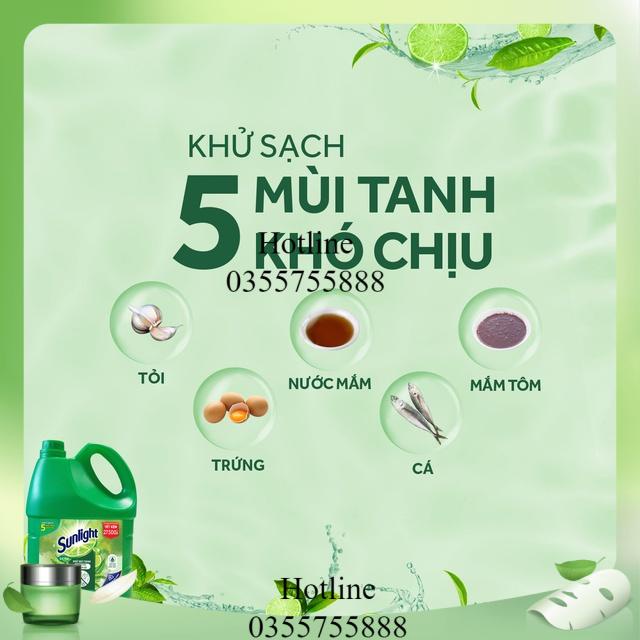 Nước rửa chén Sunlight Matcha Trà Nhật chai 3.6kg
