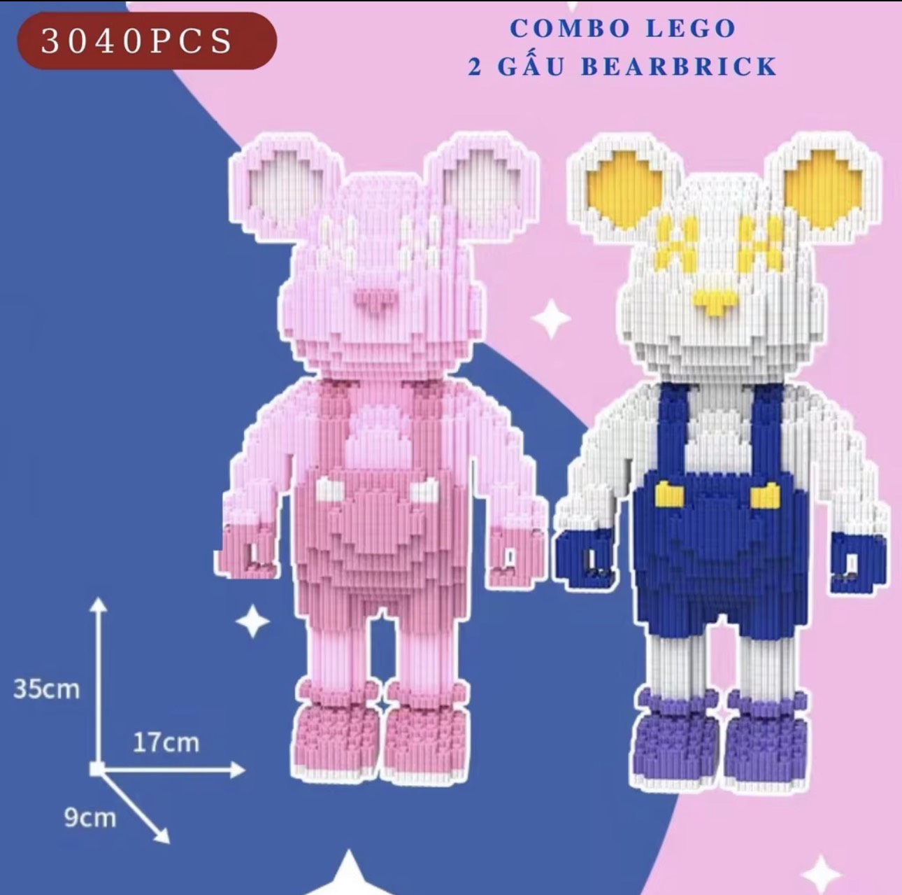 LEgo Gấu Bearbrick 35-55cm ( Tặng kèm búa+ Đèn)