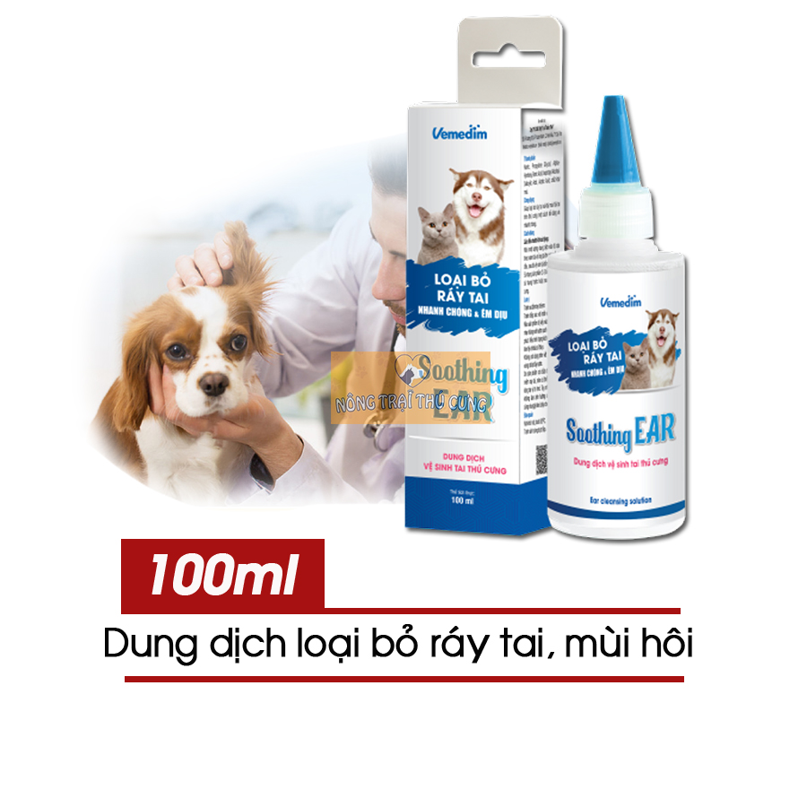Dung dịch vệ sinh tai thú cưng soothing ear vemedim 100ml -