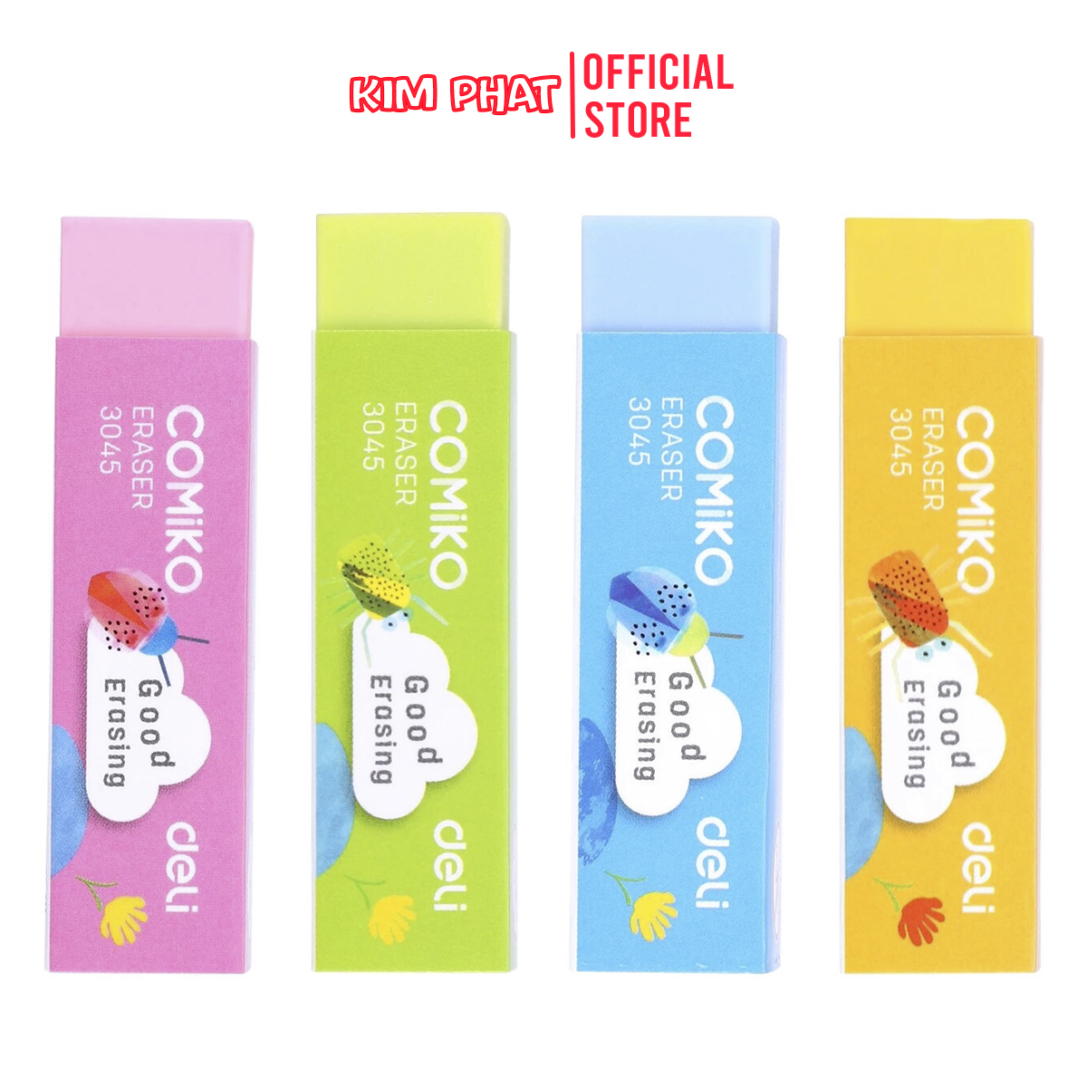 Gôm tẩy 2B 4 màu POP DELI E3045 (Combo 2 cái)