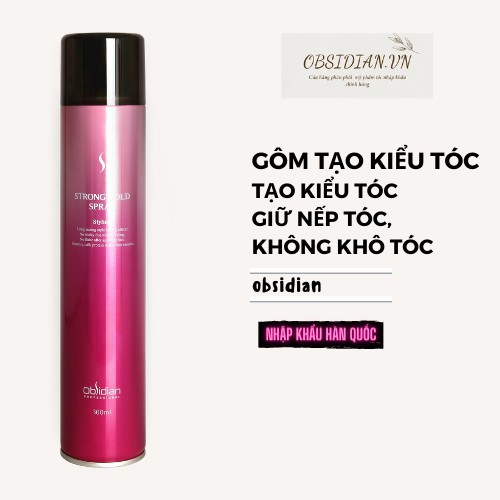 Gôm xịt tóc cứng Obsidian Strong Hold Spray hồng 300ml (KOREA) - chai