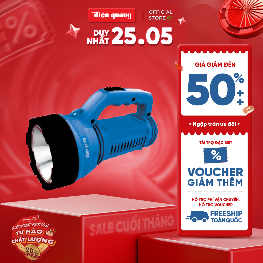 Đèn Pin LED Điện Quang ĐQ PFL08 R BBL (Pin sạc, Xanh dương - Đen)