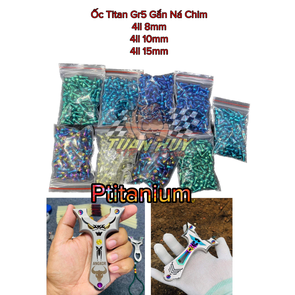 Ốc 4li08 4li10 4li15 đầu trụ titan gr5 gắn ná chim
