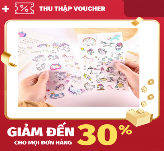 Set sticker 6 miếng cute siêu rẻ, HXGS sticker washitape nhiều mẫu