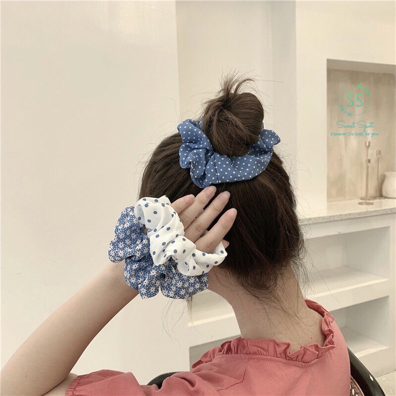 Dây cột tóc, dây buộc tóc, vòng cột tóc màu xanh biển