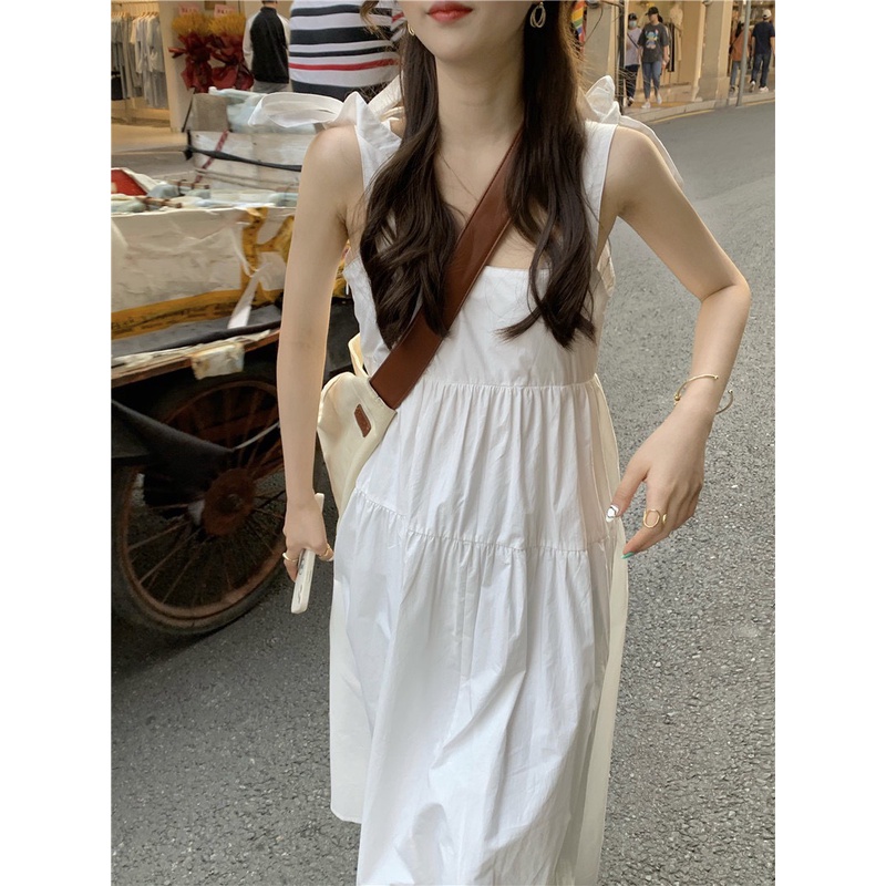 Đầm Babydoll 2 Dây Vai Thắt Nơ Dáng Dài