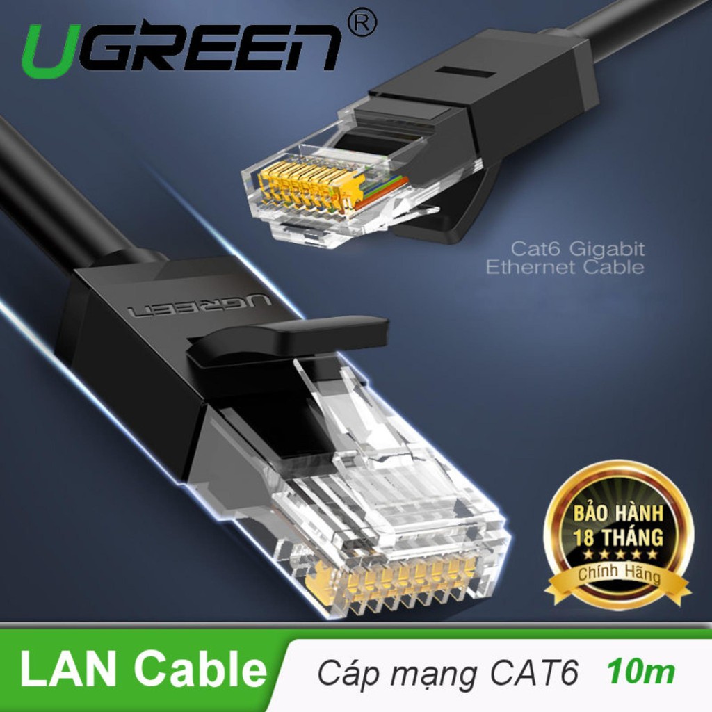 Cáp mạng Lan  Cat 6 UTP Ugreen 20164 10M màu Đen