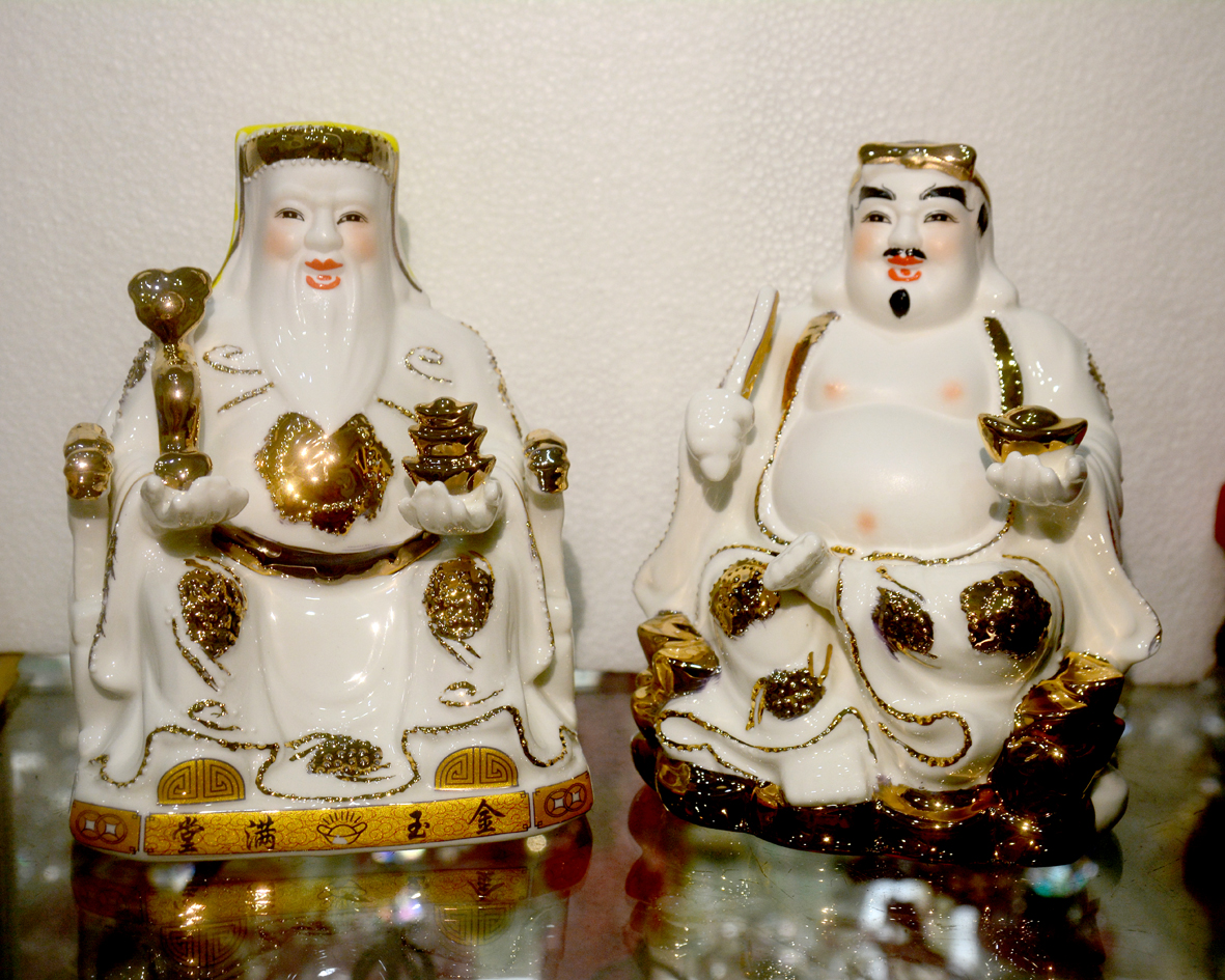 Bộ tượng hai ông Thần Tài Thổ Địa sứ tráng men trắng đặt bàn thờ-Nhiều mẫu