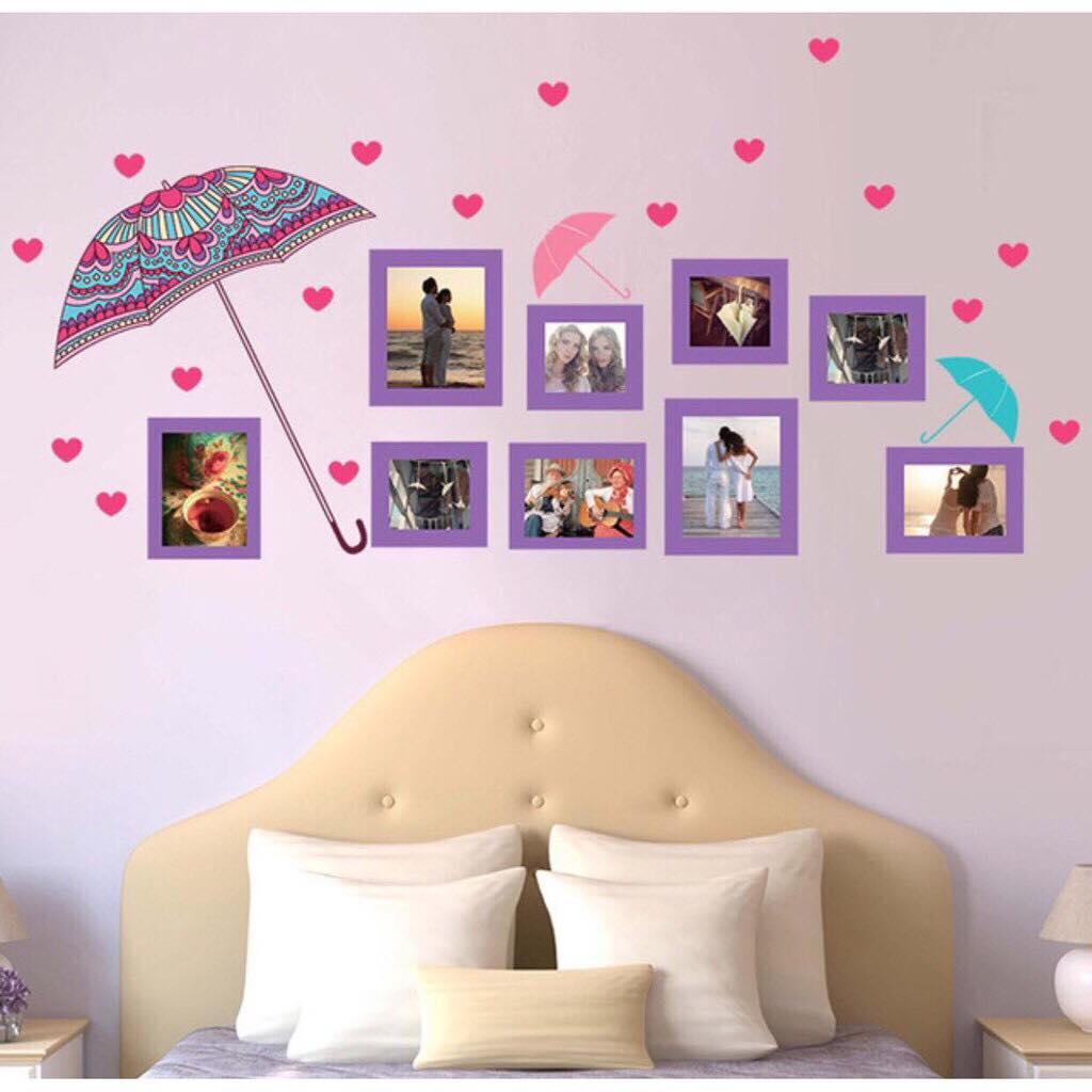 decal dán tường mẫu ô tím khung ảnh lãng mạn