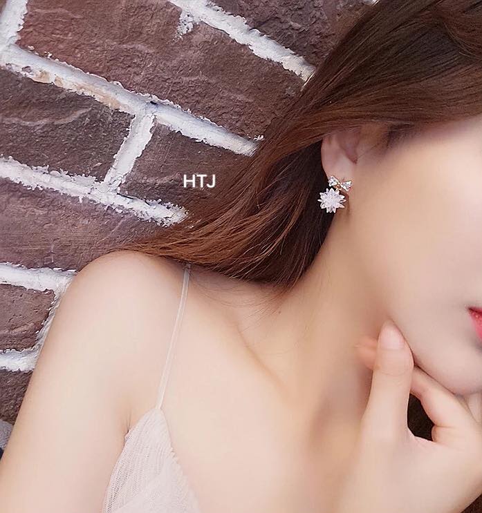 Bông tai bạc ta đá tuyết BTBQC01