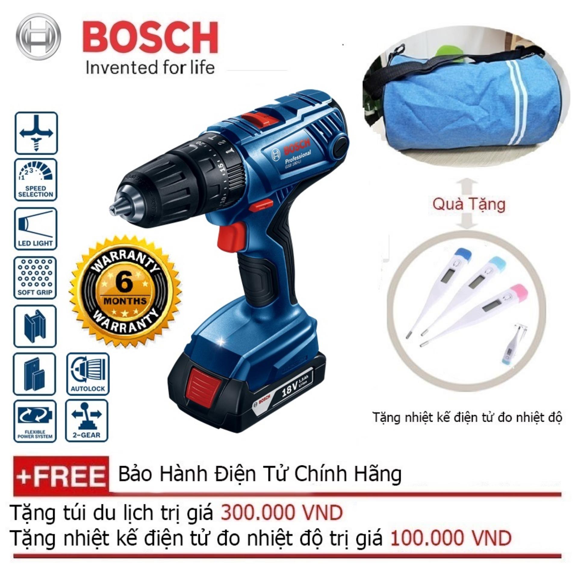 Máy khoan động lực dùng pin Bosch GSB 180-LI + Quà tặng balo du lịch