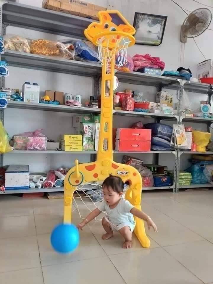 Bô bóng rổ 4 trong 1 cho bé (có thể chơi bóng rổ, bóng đá, thảy vòng, đo chiều cao)