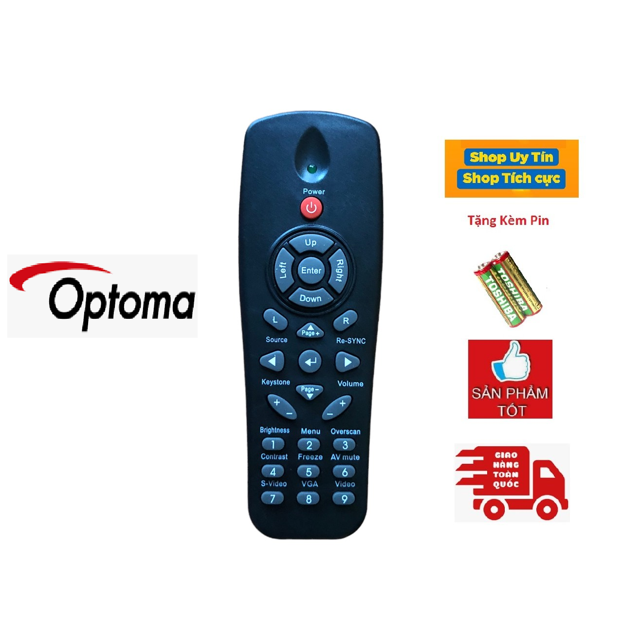Điều khiển cho máy chiếu Optoma - Remote dùng cho máy chiếu Optoma - Đầu bấm điều khiển máy chiếu Optoma - tặng kèm pin