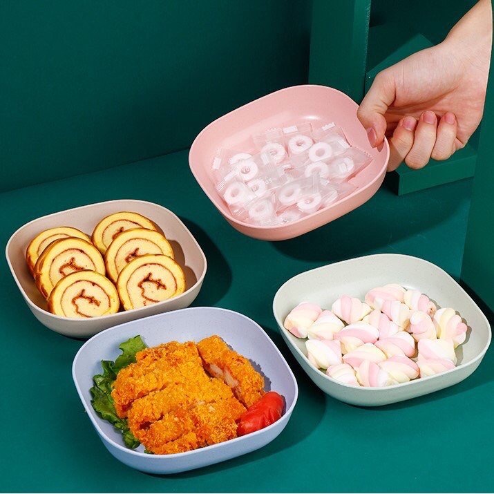 Set 8 Đĩa Vuông Lúa Mạch Màu Pastel