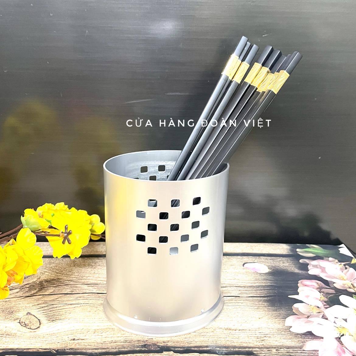 Ống vắt đũa muỗng, ống đựng đũa muỗng tiện lợi hình oval sang trọng - Nhôm dày cao cấp 14cm