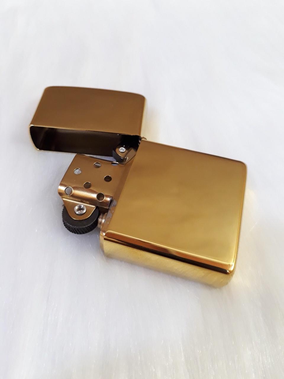[HCM]Bật Lửa Zippo Vàng Trơn Ruột Vàng Cao Cấp