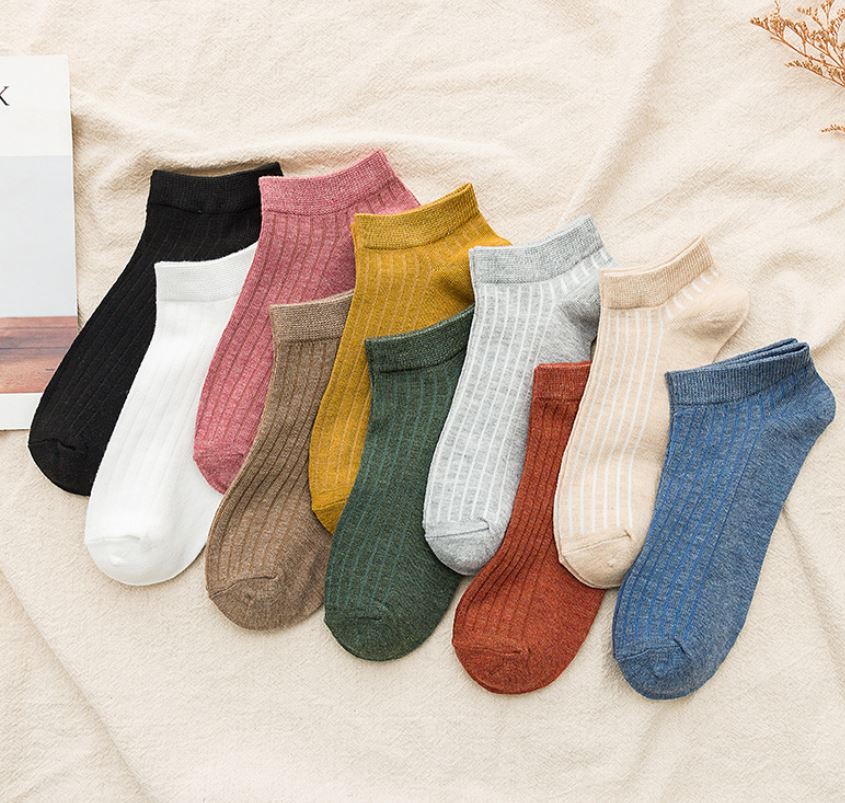 Combo 10 đôi Tất Vớ Nữ 1 màu ngắn cổ Simple phong cách Hàn Quốc Chất Đẹp