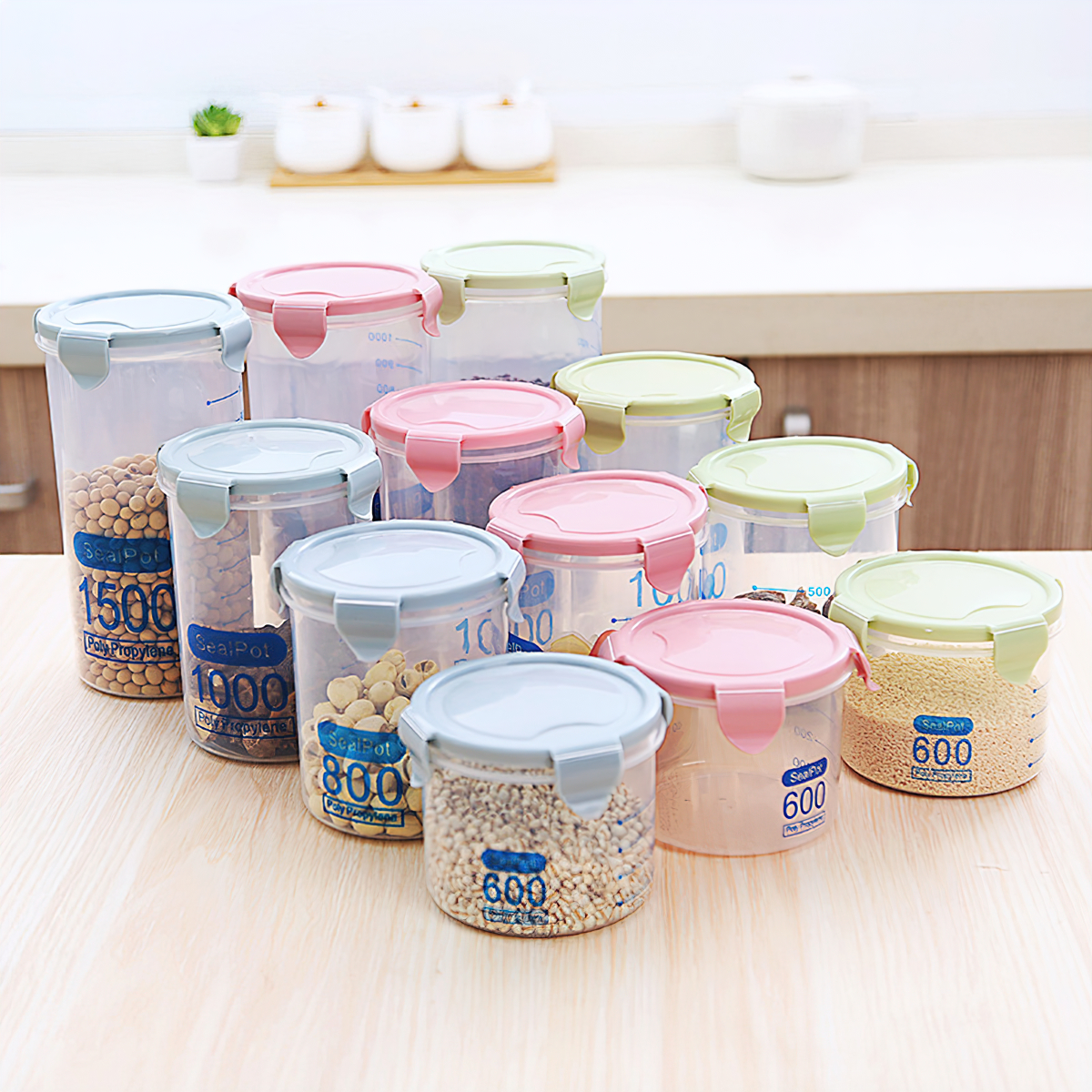 Q Hộp đựng thực phẩm gia vị tủ lạnh nhà bếp bằng nhựa kín trong suốt sức chứa lớn 600-1500ml Y