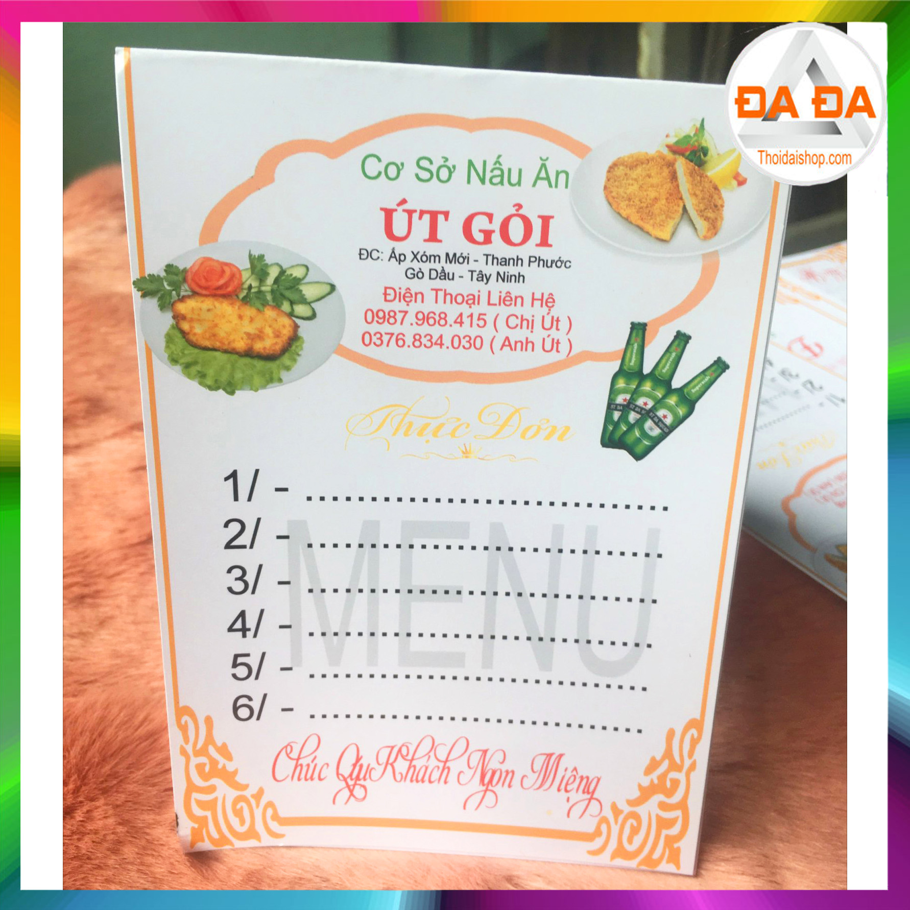 IN MENU ( THỰC ĐƠN ) ĐỂ BÀN TIỆC CƯỚI