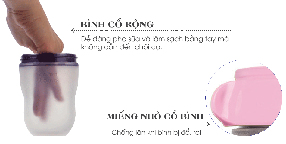 BÌNH SỮA SILICONE COMOTOMO 250ML - HỒNG