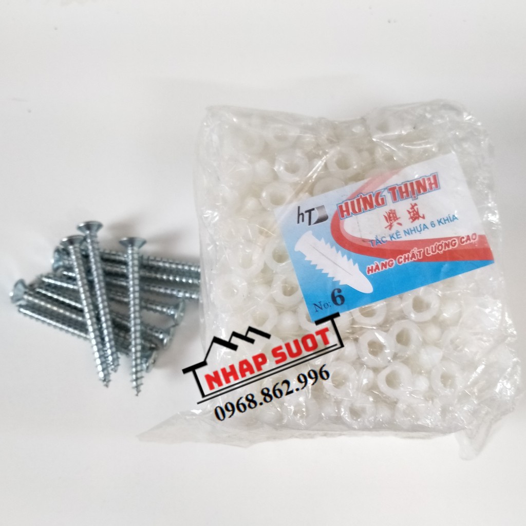 Vít Sắt, Nở Nhựa Hưng Thịnh 3cm và 4cm (10 Vít + 10 Nở)