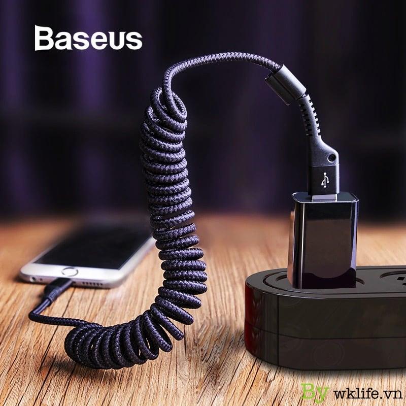 Cáp sạc nhanh cho iPhone dây xoắn đàn hồi Baseus Fish Eye Spring Data