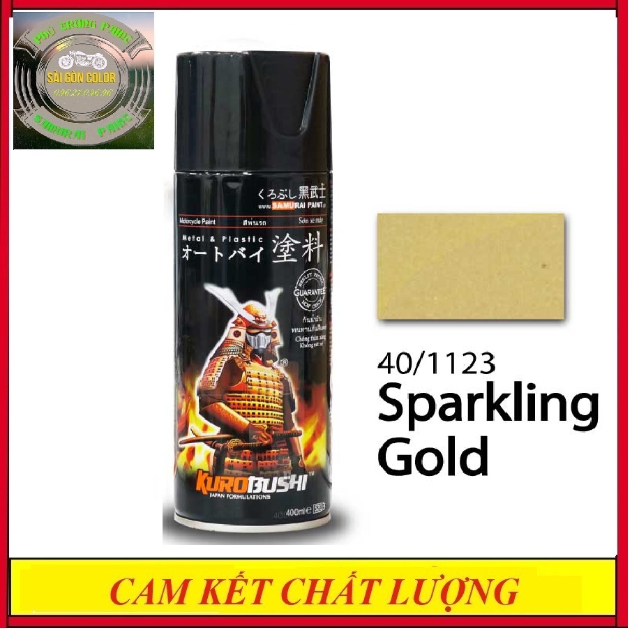 Sơn xịt Samurai 1123 màu vàng ánh kim lấp lánh
